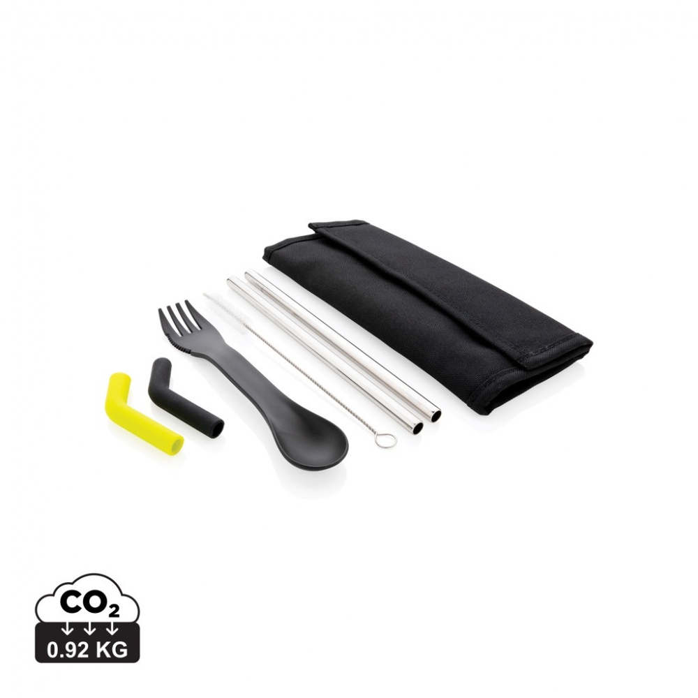 Logotrade Werbegeschenke das Foto: Tierra 2-teiliges Trinkhalm- und Besteckset