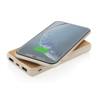 Logotrade Werbeartikel das Foto: Kork und Weizen 8.000 mAh Wireless Powerbank