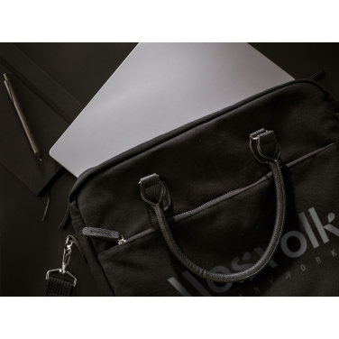 Logotrade Werbegeschenke das Foto: Denver 15,6-Zoll-Laptoptasche aus recyceltem Canvas