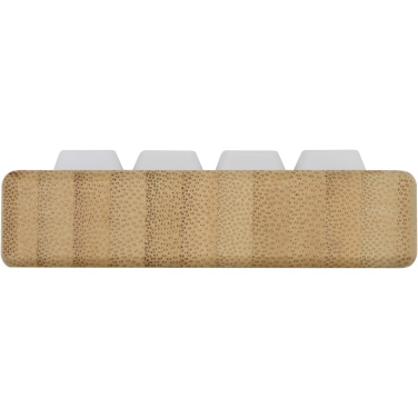 Logotrade Werbeartikel das Foto: Algol Smartphonehalterung  aus recyceltem Kunststoff mit Fidget-Toy mit Bambusdetails