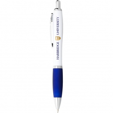 Logo trade promotional items image of: Nash ballpoint pen with white barrel and coloured grip