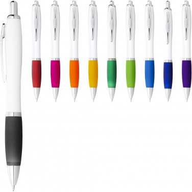 Logo trade promotional products image of: Nash ballpoint pen with white barrel and coloured grip