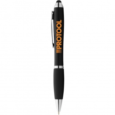 Logo trade promotional giveaways image of: Nash coloured stylus ballpoint pen with black grip