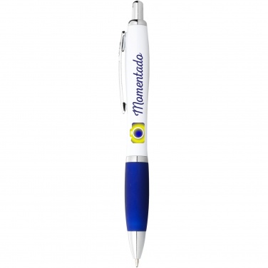 Logo trade corporate gifts image of: Nash ballpoint pen white barrel and coloured grip
