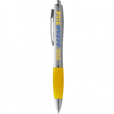 Logo trade advertising products picture of: Nash ballpoint pen silver barrel and coloured grip