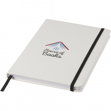 Logotrade promotional gift picture of: Spectrum A5 white notebook with coloured strap