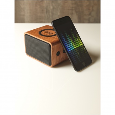 Logotrade corporate gift picture of: Wooden 3W speaker with wireless charging pad