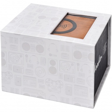 Logo trade corporate gifts image of: Wooden 3W speaker with wireless charging pad