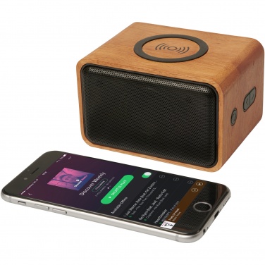 Logo trade promotional products picture of: Wooden 3W speaker with wireless charging pad