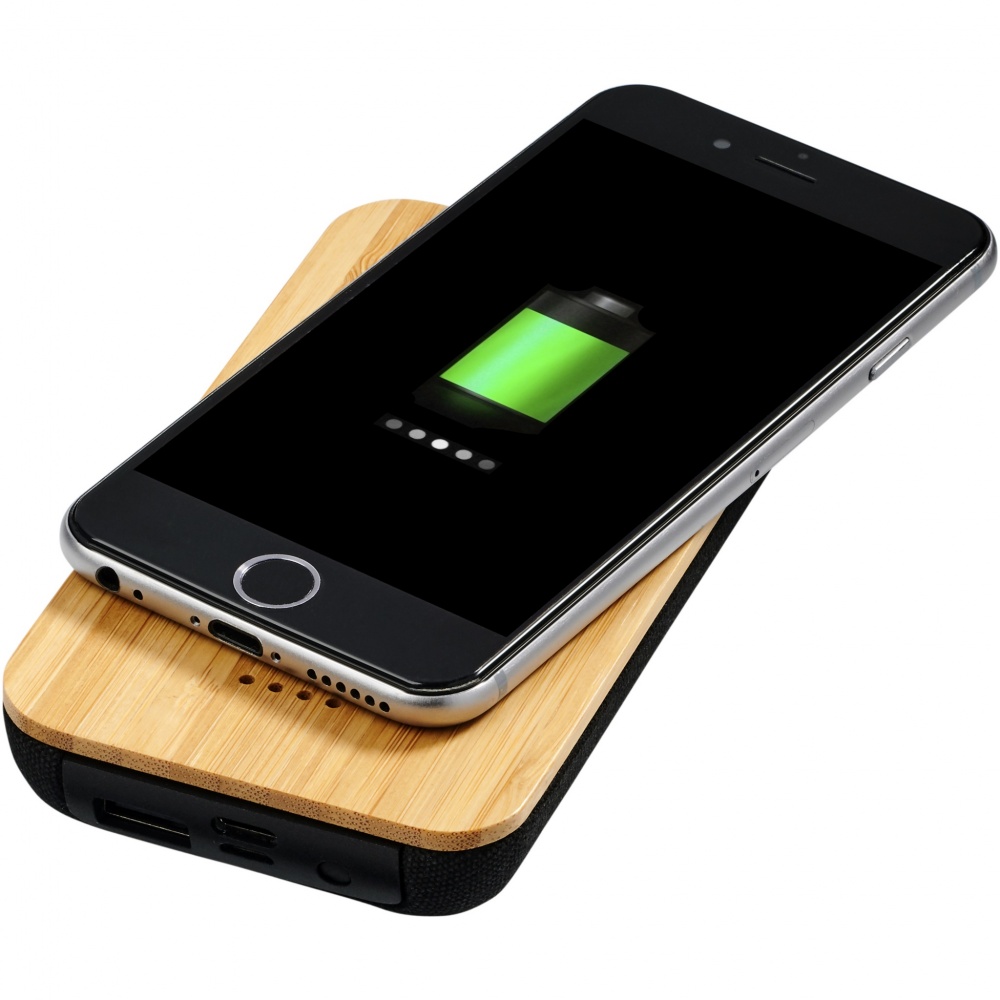 Logotrade business gift image of: Future 6000 mAh bamboo/fabric wireless power bank