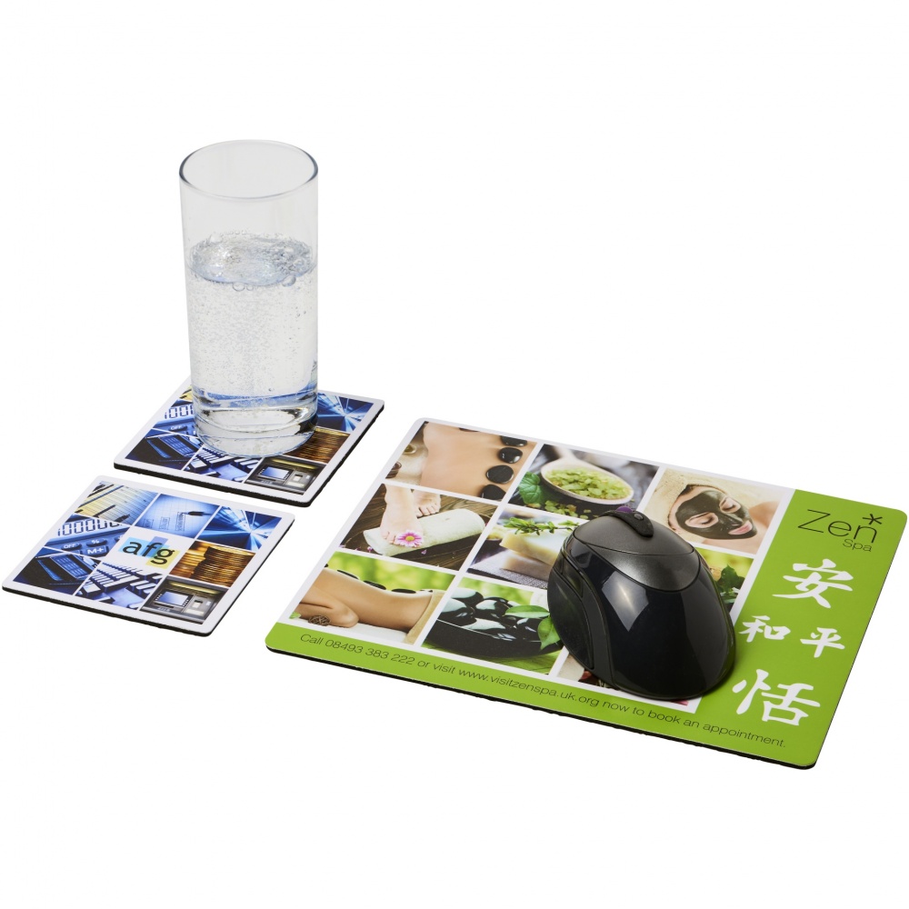 Logo trade corporate gifts picture of: Q-Mat® mouse mat and coaster set combo 3