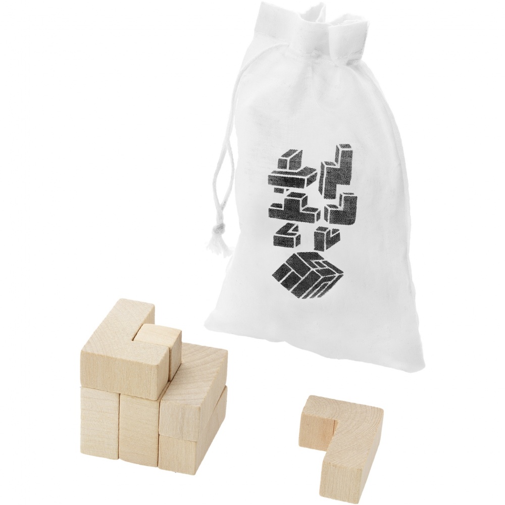 Logotrade advertising product image of: Solfee wooden squares brain teaser with pouch