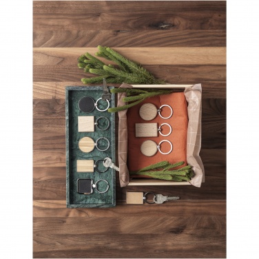 Logo trade promotional item photo of: Mauro beech wood rectangular keychain