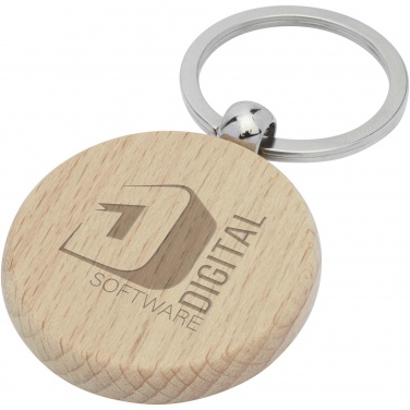Logo trade advertising products image of: Giovanni beech wood round keychain