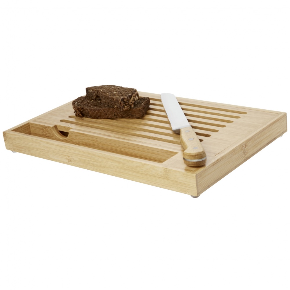 Logo trade promotional products image of: Pao bamboo cutting board with knife