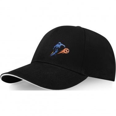 Logo trade promotional giveaways image of: Topaz 6 panel GRS recycled sandwich cap