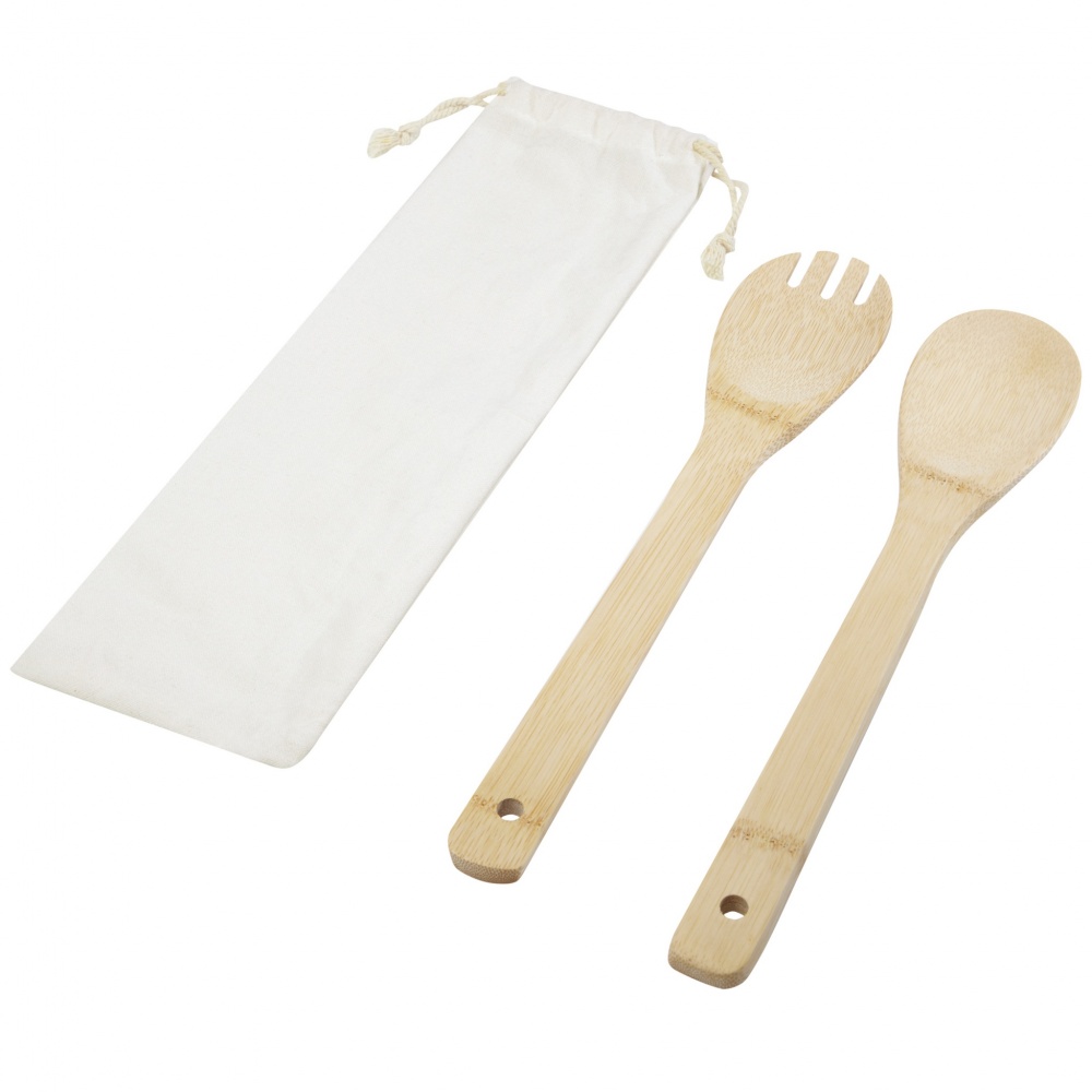 Logo trade promotional giveaway photo of: Endiv bamboo salad spoon and fork