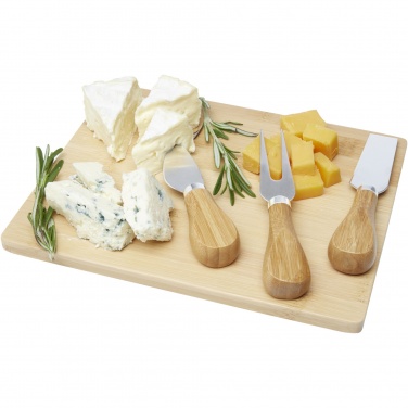 Logo trade promotional gift photo of: Ement bamboo cheese board and tools