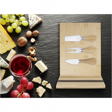 Logo trade promotional merchandise image of: Mancheg bamboo magnetic cheese board and tools