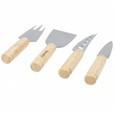 Logo trade promotional gift photo of: Cheds 4-piece bamboo cheese set
