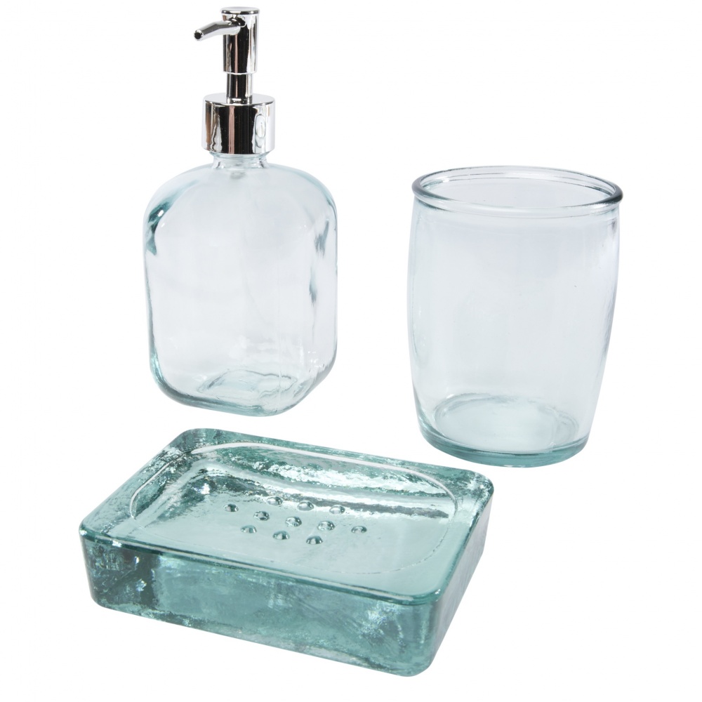 Logo trade promotional gifts picture of: Jabony 3-piece recycled glass bathroom set