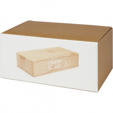 Logotrade corporate gift picture of: Minata bamboo wireless charger with clock