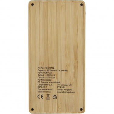 Logotrade promotional giveaway image of: Alata 8000 mAh bamboo solar power bank