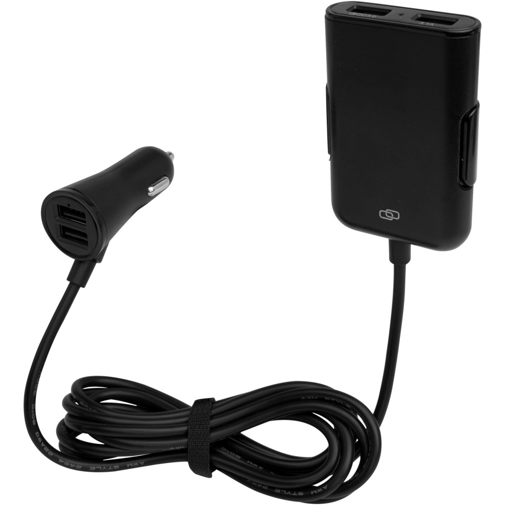 Logo trade corporate gift photo of: Pilot dual car charger with QC 3.0 dual back seat extended charger