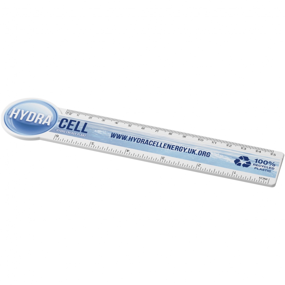 Logo trade promotional giveaways image of: Tait 15 cm circle-shaped recycled plastic ruler 