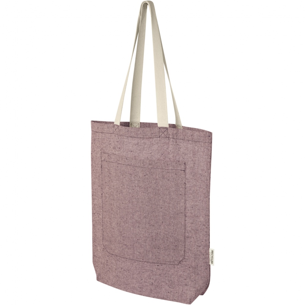 Logo trade promotional gift photo of: Pheebs 150 g/m² recycled cotton tote bag with front pocket 9L