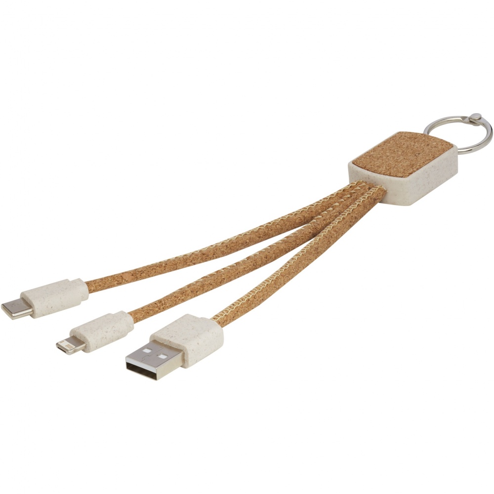 Logotrade promotional product picture of: Bates wheat straw and cork 3-in-1 charging cable