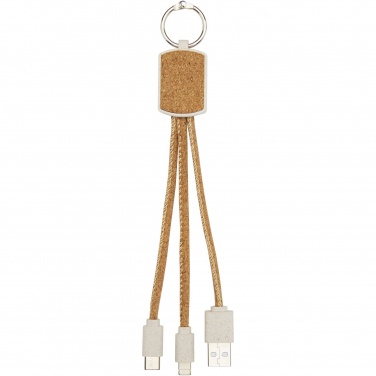 Logo trade advertising products image of: Bates wheat straw and cork 3-in-1 charging cable