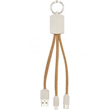 Logotrade advertising products photo of: Bates wheat straw and cork 3-in-1 charging cable