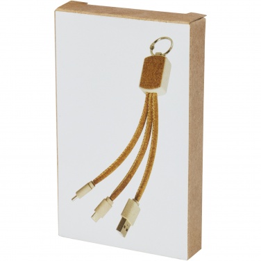 Logo trade business gift photo of: Bates wheat straw and cork 3-in-1 charging cable