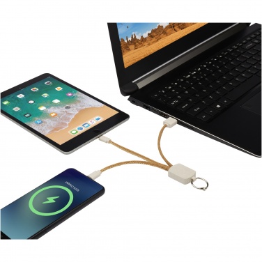 Logo trade promotional gift photo of: Bates wheat straw and cork 3-in-1 charging cable