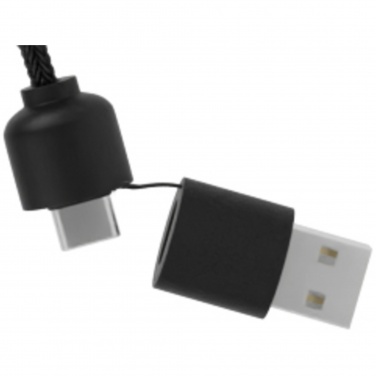 Logo trade corporate gifts image of: SCX.design C37 5-in-1 rPET light-up logo charging cable with round wooden casing