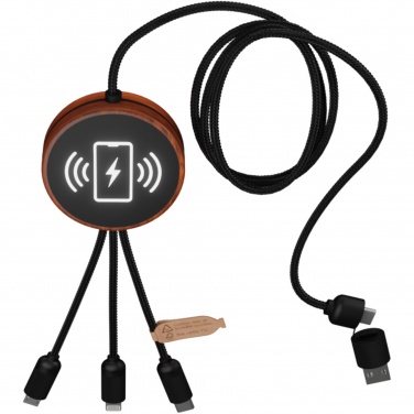 Logotrade promotional merchandise image of: SCX.design C40 5-in-1 rPET light-up logo charging cable and 10W charging pad