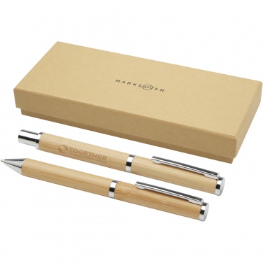 Logotrade promotional merchandise picture of: Apolys bamboo ballpoint and rollerball pen gift set 