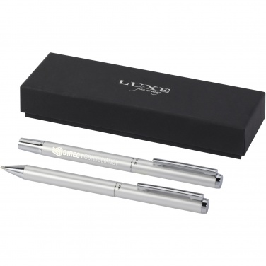 Logotrade promotional giveaway image of: Lucetto recycled aluminium ballpoint and rollerball pen gift set