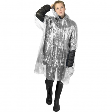 Logo trade promotional product photo of: Mayan recycled plastic disposable rain poncho with storage pouch