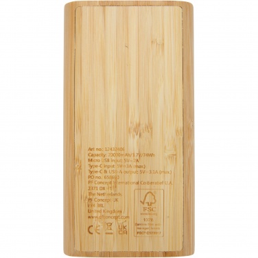 Logotrade business gift image of: Tulda 20.000 mAh bamboo power bank