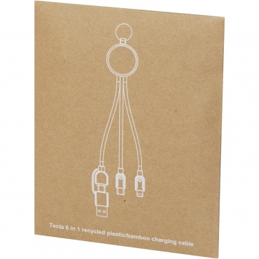 Logo trade advertising products picture of: Tecta 6-in-1 recycled plastic/bamboo charging cable with keyring
