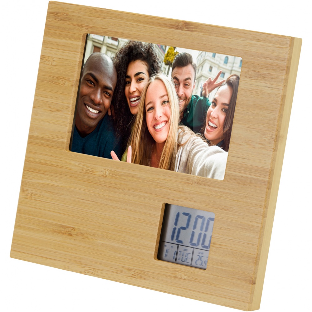 Logotrade promotional item image of: Sasa bamboo photo frame with thermometer