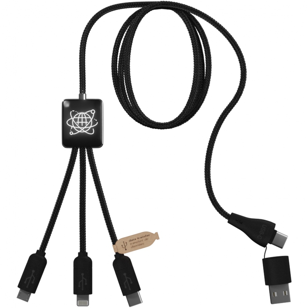 Logo trade business gifts image of: SCX.design C45 5-in-1 rPET charging cable with data transfer