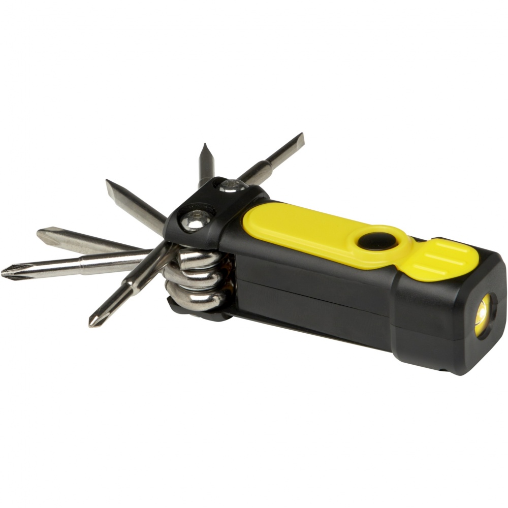 Logo trade promotional gift photo of: Octo 8-in-1 RCS recycled plastic screwdriver set with torch
