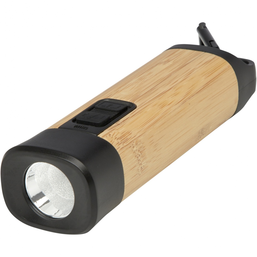 Logo trade promotional gift photo of: Kuma bamboo/RCS recycled plastic torch with carabiner