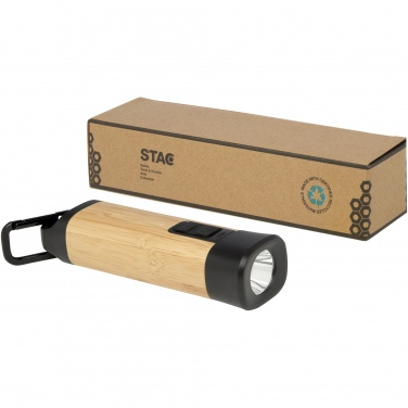 Logo trade promotional giveaway photo of: Kuma bamboo/RCS recycled plastic torch with carabiner