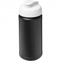 Baseline 500 ml recycled sport bottle with flip lid, Solid black / White