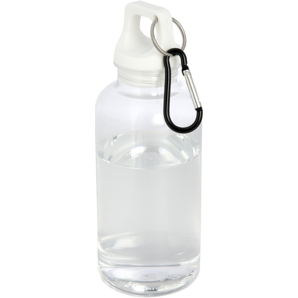 Logotrade promotional product picture of: Oregon 400 ml RCS certified recycled plastic water bottle with carabiner