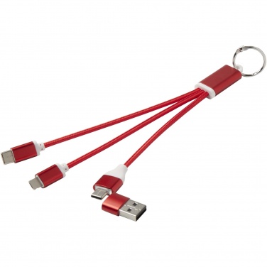 Logotrade promotional gift picture of: Metal 4-in-1 recycled aluminium charging cable with keychain